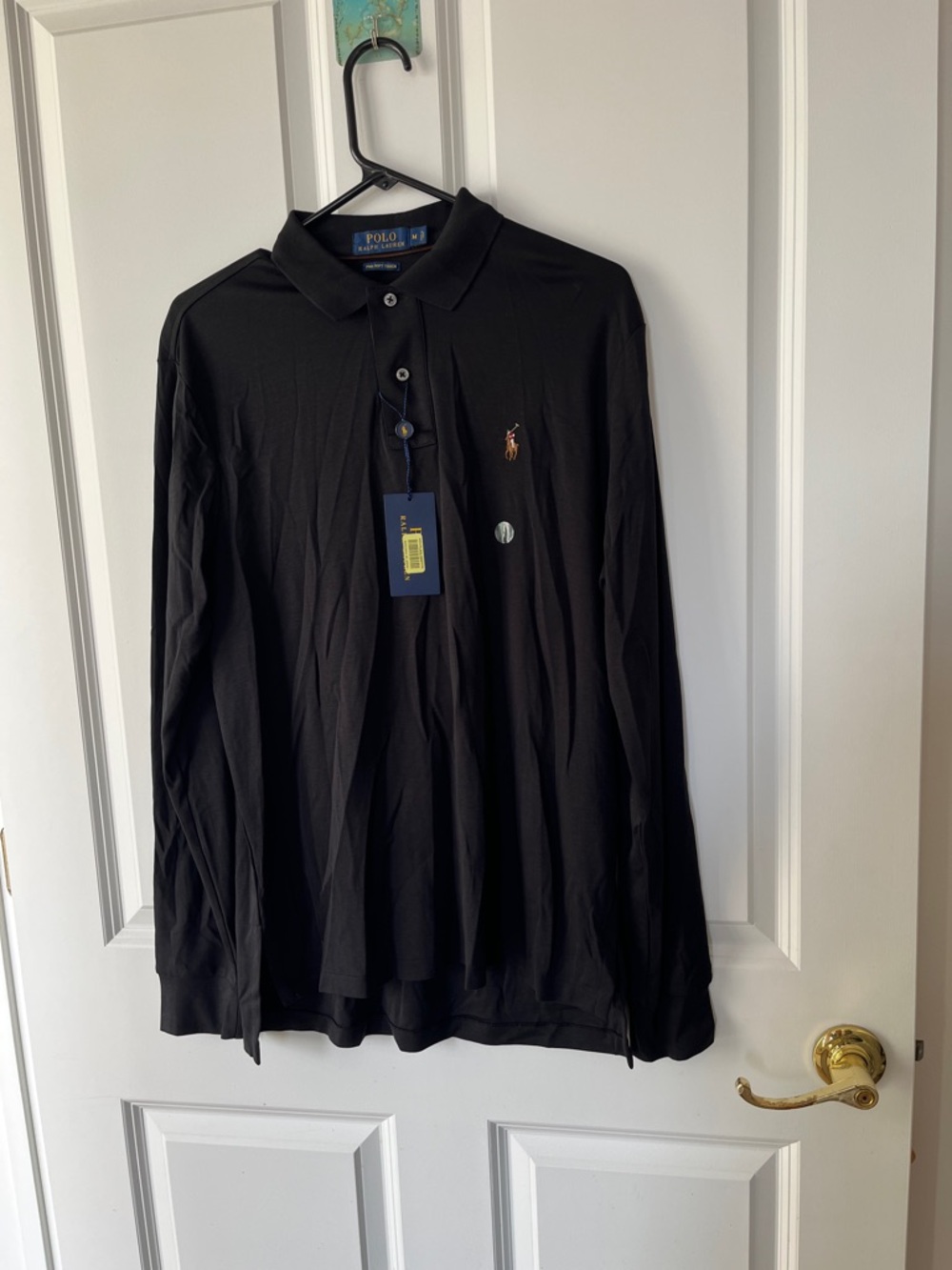 Polo by Ralph Lauren Black Long-Sleeve Polo & Embroidered Pony Pima Soft Touch
